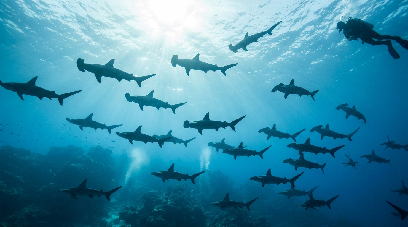 Daedalus Reef hammerhead diving