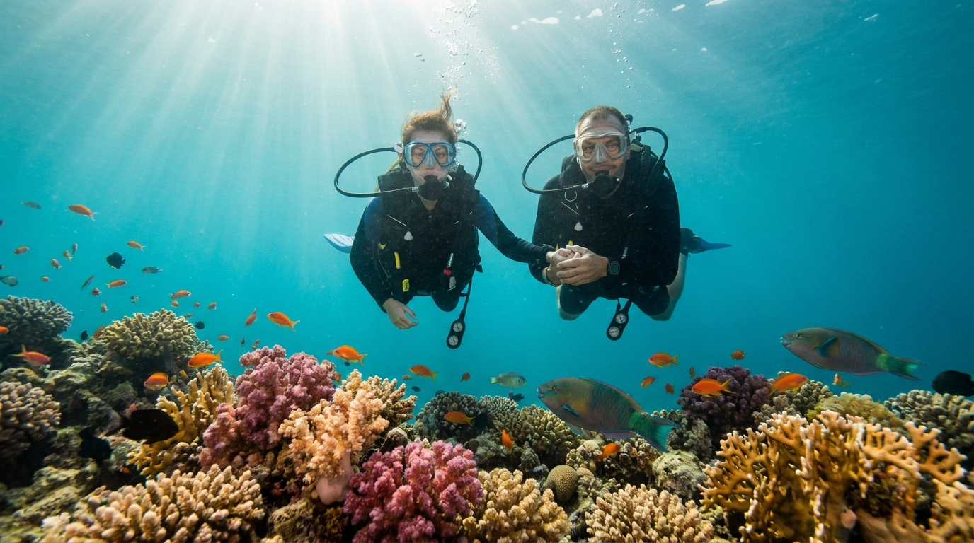 Beginner scuba diver Red Sea Egypt