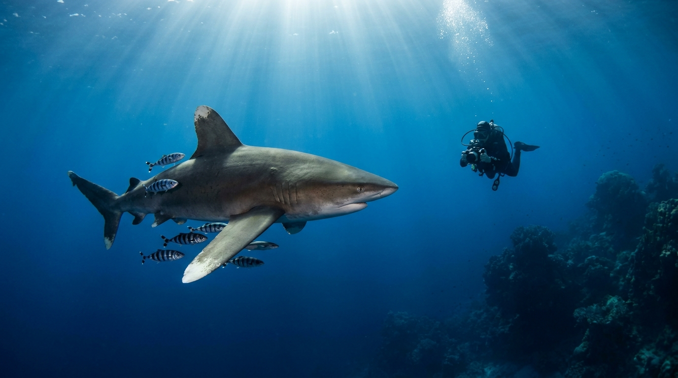 Immersioni con squali pinna bianca oceanici nel Mar Rosso