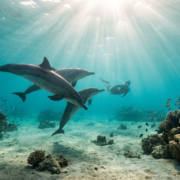 Delfini spinner della barriera corallina di Sataya